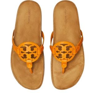 Tory Burch Miller Cloud Thong Sandals Orange Citrene Size 9.5